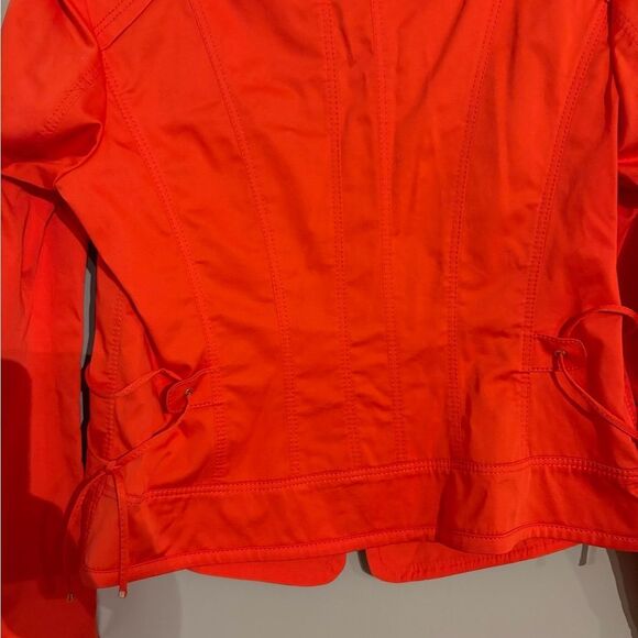 BASLER coral light weather moto jacket w zipper accents tie waist detail. Sz M - Picture 12 of 12